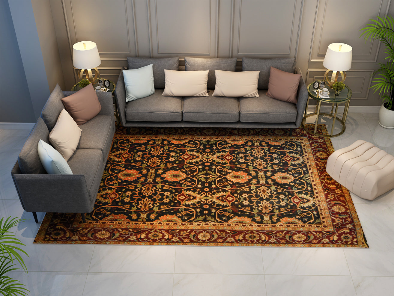 Agra (Flowers in classic style), Classic collection, 8x10ft