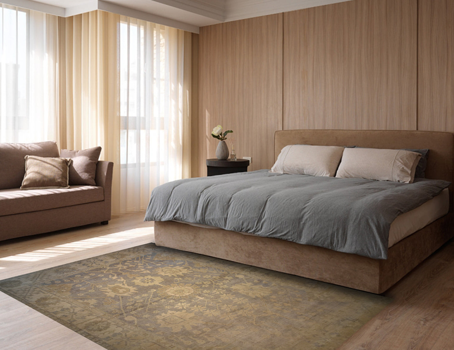 Varanasy (Antique style), Classic collection, faded lilac background, 8x10ft