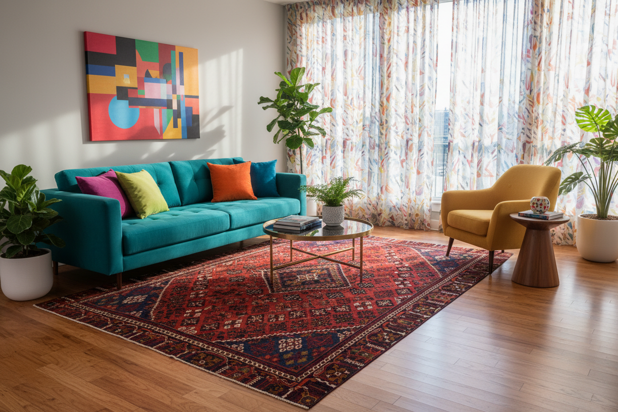 Tribal Geometrics handmade wool rug 8x10ft