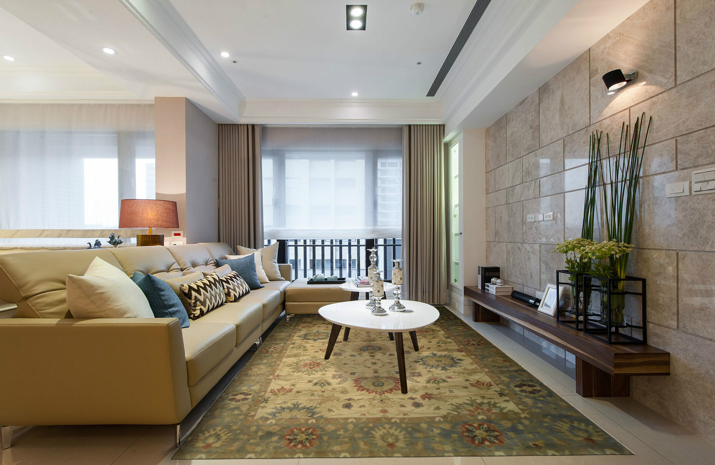 Varanasy (Antique style), Classic collection, beige background, 8x10ft