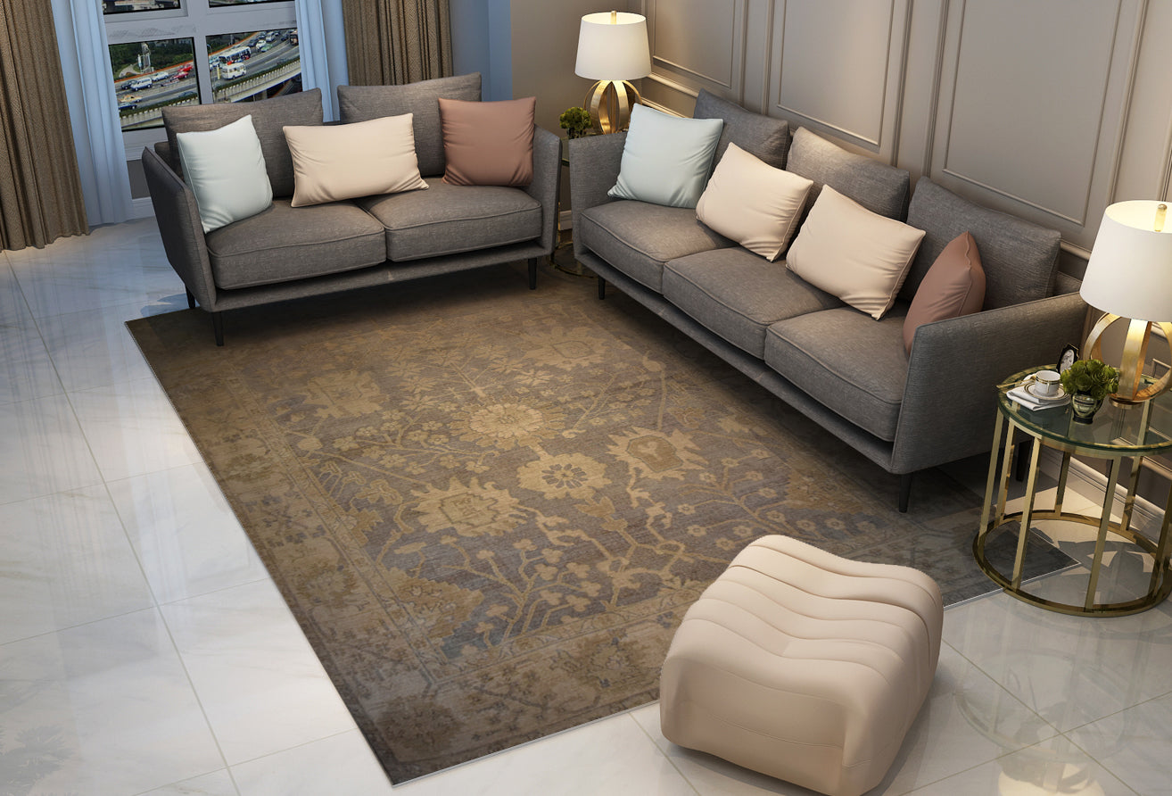 Varanasy (Antique style), Classic collection, faded lilac background, 8x10ft