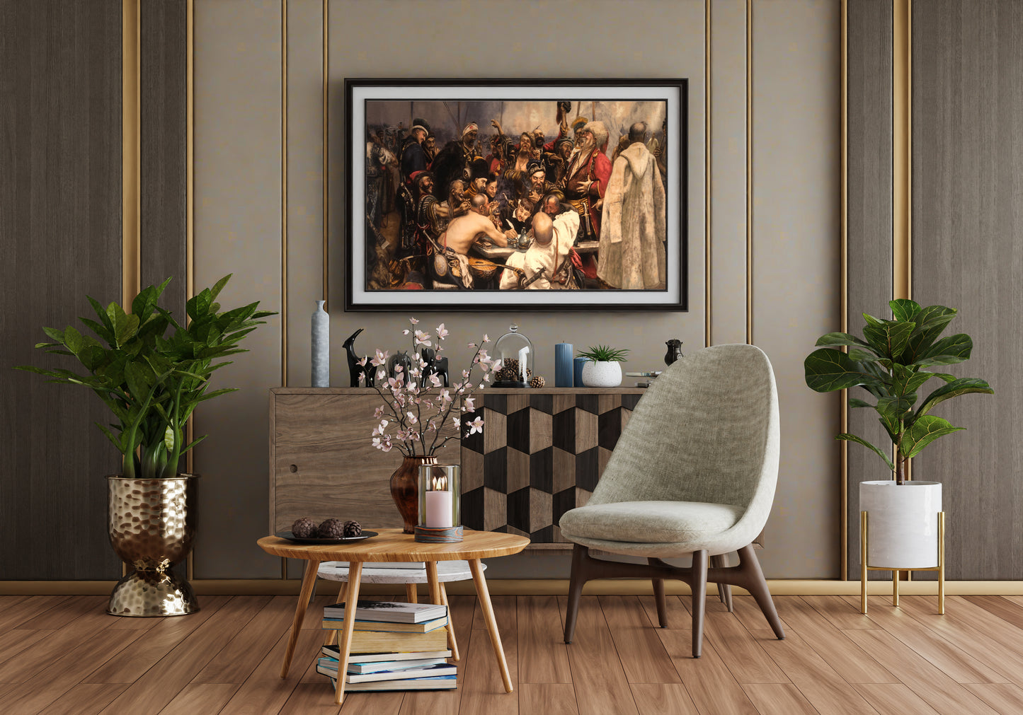 Zaporozhia Cossacks writing a letter to Turkish Sultan, Tableau rug collection, 50x75