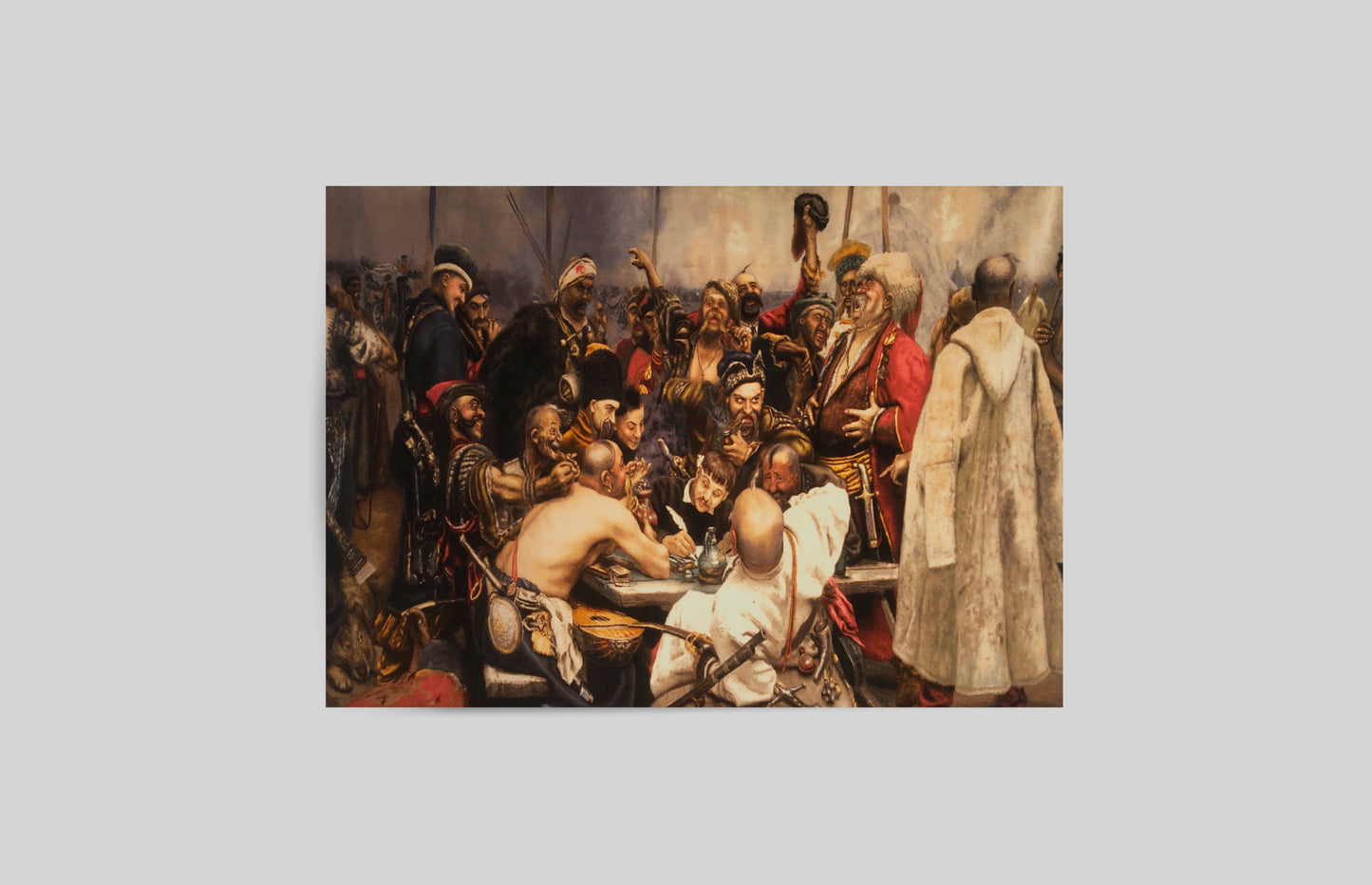 Zaporozhia Cossacks writing a letter to Turkish Sultan, Tableau rug collection, 50x75